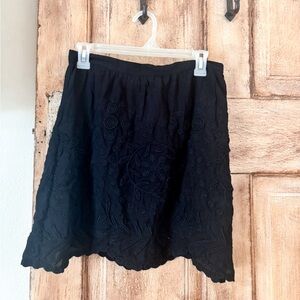 NWT Lauren Ralph Lauren Black Embroidered Mini Skirt Size 2